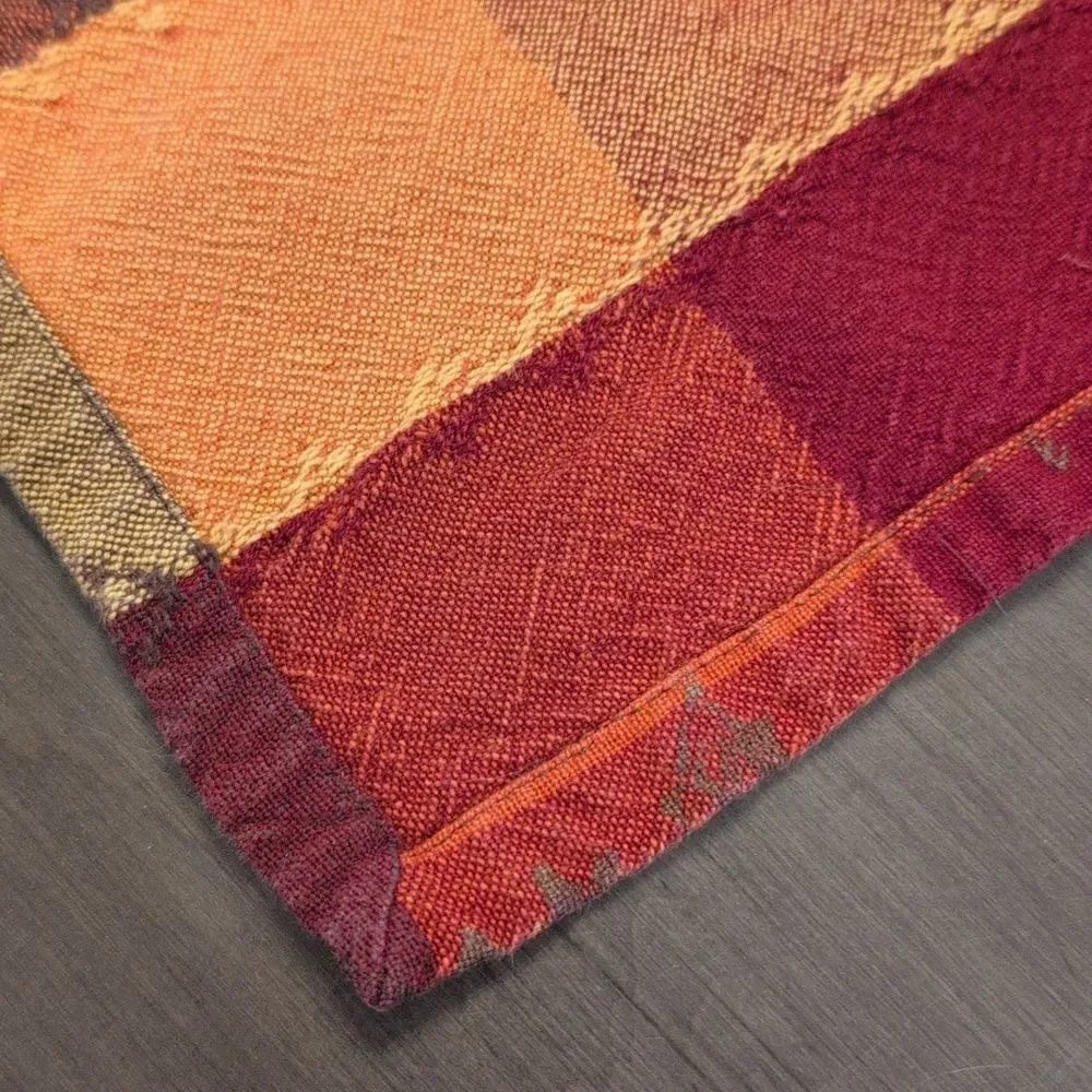 Vintage Fall Colors Embroidered Large Check Rectangular Tablecloth